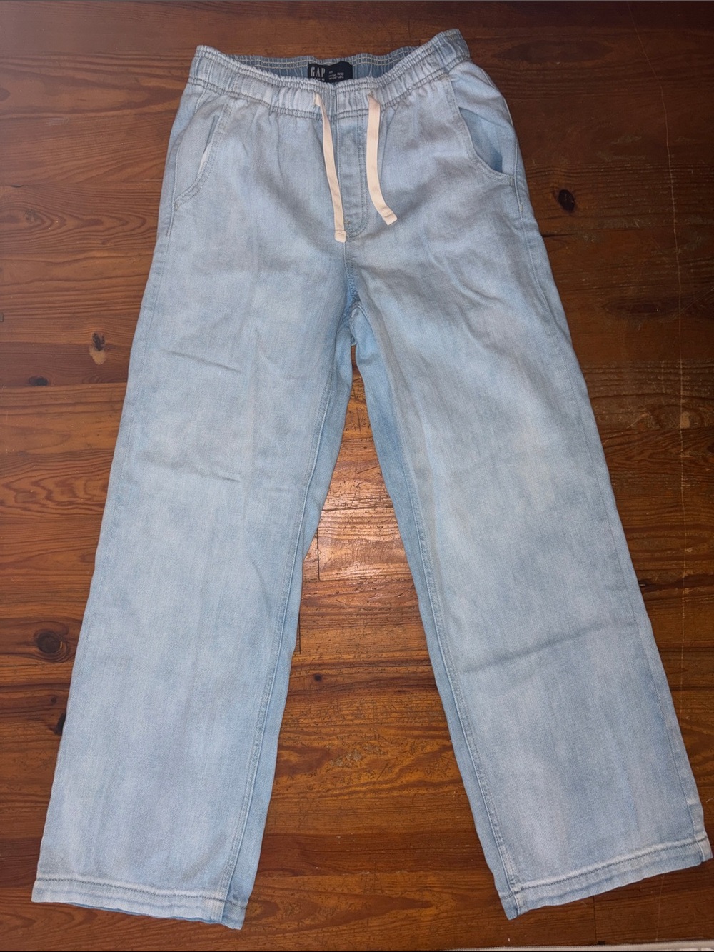 GAP Light Blue Wide-Leg Drawstring Jeans